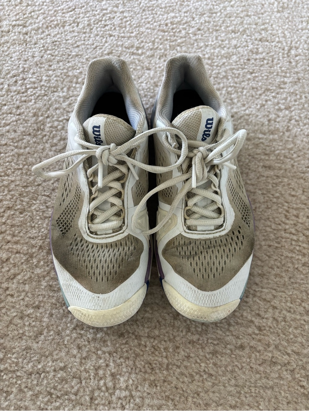 Wilson White and Taupe Lightweight Mesh Sneakers